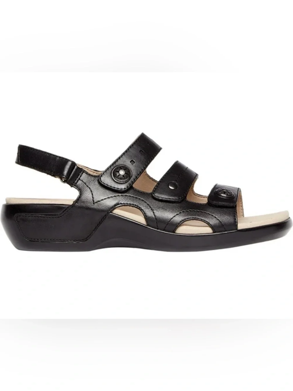 Aravon by New Balance 3 Strap Comfort Sandals Black Leather Size 9 B - Picture 6 of 12